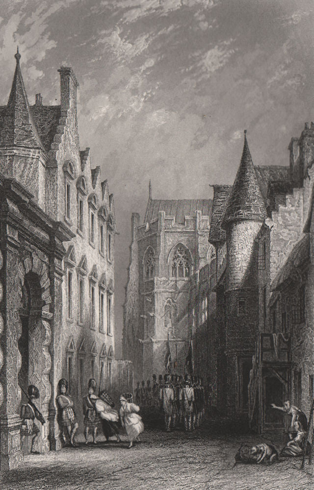 Castle Wind (Wynd), Mar's Wark and Cathedral. Stirling. Scotland. ALLOM c1840